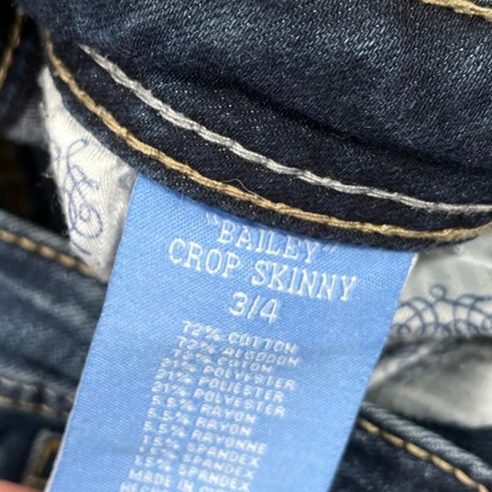 Hydraulic‎ Jeans Bailey Crop Skinny Sz 3/4 Distressed Studded Contrast Stitch - Picture 6 of 8